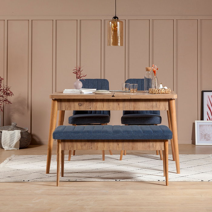 Hanah Home Banco Vina Azul Oscuro Lino 110cm